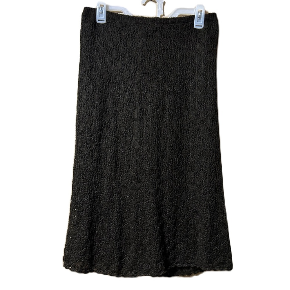 Vtg 80s 90s BENETTON Sz Small Mohair Blend Midi Skirt  ITALY Women's Knit Brown